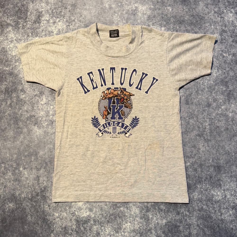 Vintage Kids Kentucky Wildcats T Shirt Gray Short Sleeve Size‎ Medium